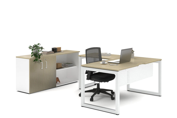 Quadro Loop Legs L-Shaped Executive Setting - White Legs [1600L x 1700W] Jasonl maple uniform 2 door + open bookcase none