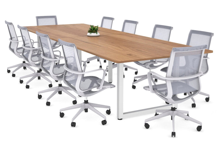 Quadro Loop Legs Modern Boardroom Table - Rounded Corners [3200L x 1100W with Rounded Corners] Jasonl white leg salvage oak none