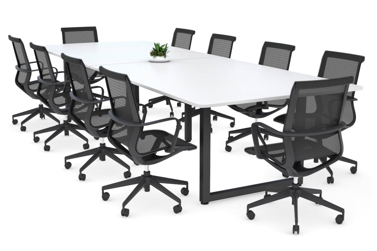 Quadro Loop Legs Modern Boardroom Table - Rounded Corners [3200L x 1100W with Rounded Corners] Jasonl black leg white none