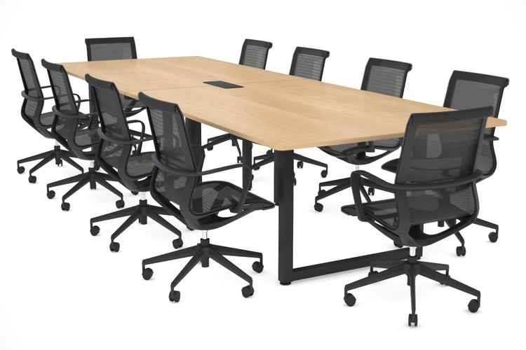 Quadro Loop Legs Modern Boardroom Table - Rounded Corners [3200L x 1100W with Rounded Corners] Jasonl black leg maple power box