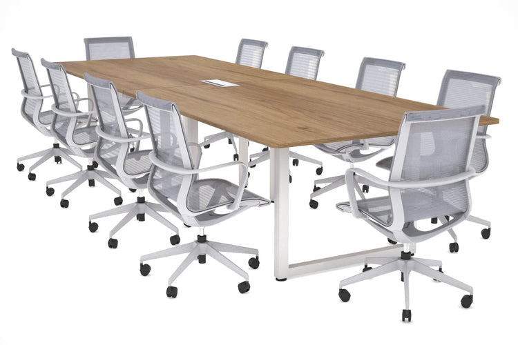 Quadro Loop Legs Modern Boardroom Table - Rounded Corners [3200L x 1100W with Rounded Corners] Jasonl white leg salvage oak power box