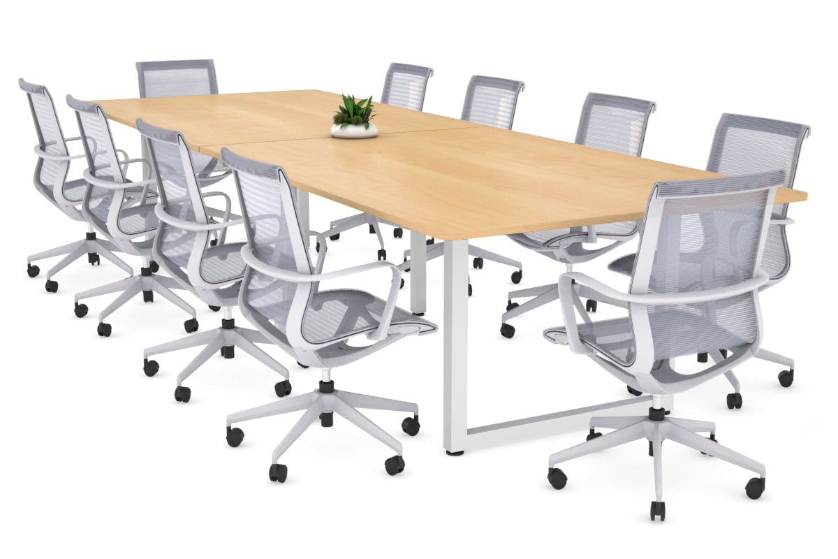 Quadro Loop Legs Modern Boardroom Table - Rounded Corners [3200L x 1100W with Rounded Corners] Jasonl white leg maple none