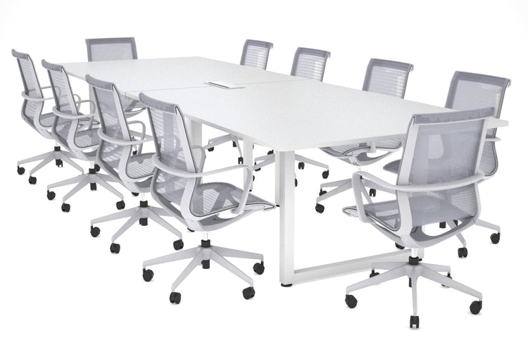 Quadro Loop Legs Modern Boardroom Table - Rounded Corners [3200L x 1100W with Rounded Corners] Jasonl white leg white power box