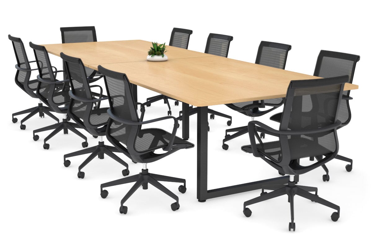 Quadro Loop Legs Modern Boardroom Table - Rounded Corners [3200L x 1100W with Rounded Corners] Jasonl black leg maple none