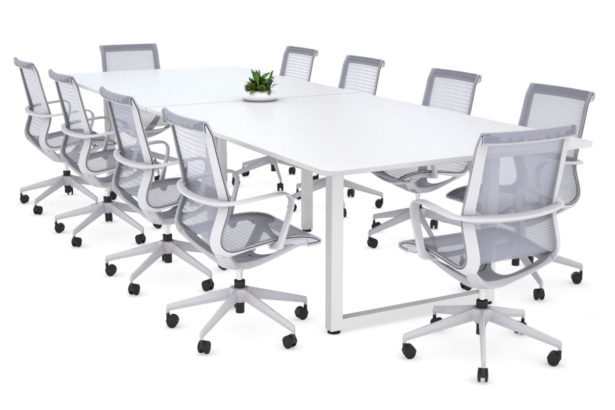 Quadro Loop Legs Modern Boardroom Table - Rounded Corners [3200L x 1100W with Rounded Corners] Jasonl white leg white none