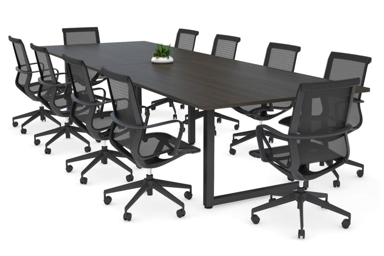 Quadro Loop Legs Modern Boardroom Table - Rounded Corners [3200L x 1100W with Rounded Corners] Jasonl black leg dark oak none