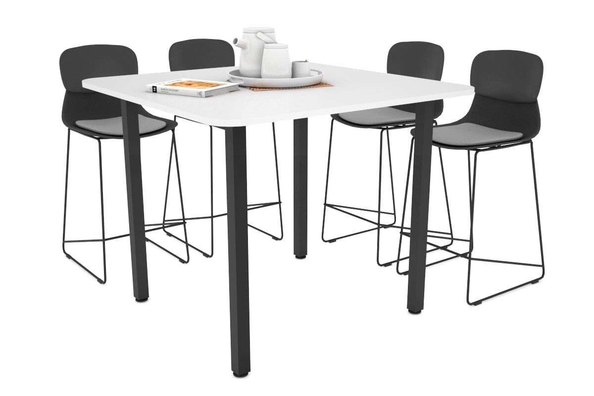 Quadro Square Legs Counter Table with Rounded Corners [1100L x 1100W with Rounded Corners] Jasonl black leg white 