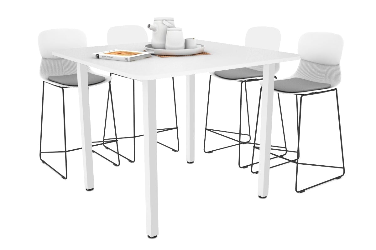 Quadro Square Legs Counter Table with Rounded Corners [1100L x 1100W with Rounded Corners] Jasonl white leg white 