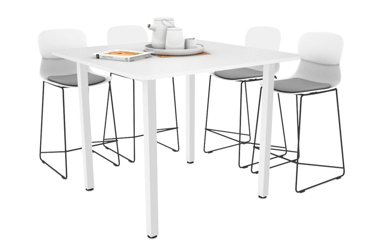 Quadro Square Legs Counter Table with Rounded Corners [1100L x 1100W with Rounded Corners] Jasonl white leg white 