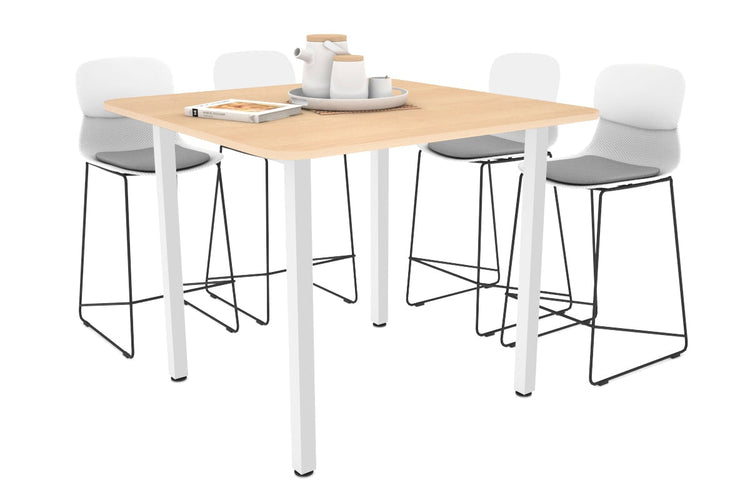 Quadro Square Legs Counter Table with Rounded Corners [1100L x 1100W with Rounded Corners] Jasonl white leg maple 