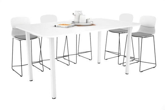 Quadro Square Legs Counter Table with Rounded Corners [1800L x 1100W with Rounded Corners] Jasonl white leg white 