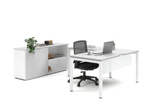  - Quadro Square Legs L-Shaped Executive Setting - White Legs [1600L x 1800W with Cable Scallop] - 1