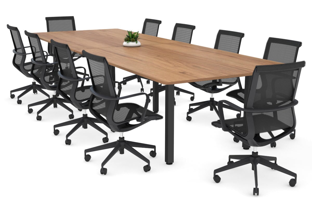 Quadro Square Legs Modern Boardroom Table - Rounded Corners [3200L x 1100W with Rounded Corners] Jasonl black leg salvage oak none