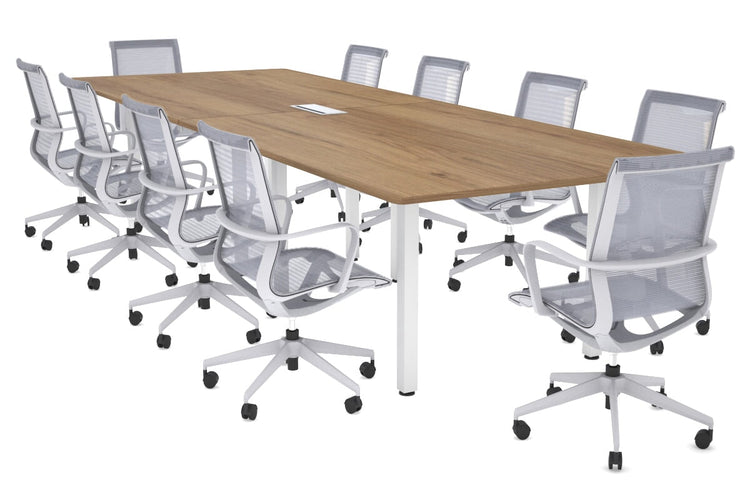 Quadro Square Legs Modern Boardroom Table - Rounded Corners [3200L x 1100W with Rounded Corners] Jasonl white leg salvage oak power box