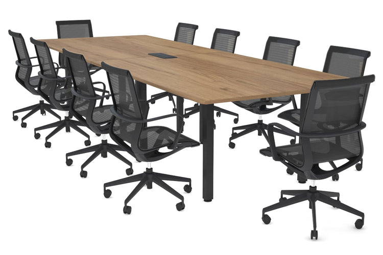 Quadro Square Legs Modern Boardroom Table - Rounded Corners [3200L x 1100W with Rounded Corners] Jasonl black leg salvage oak power box