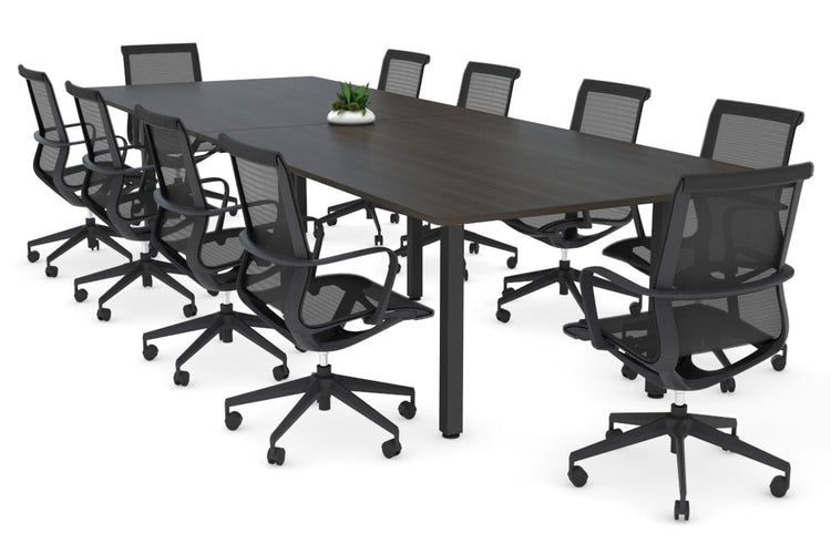 Quadro Square Legs Modern Boardroom Table - Rounded Corners [3200L x 1100W with Rounded Corners] Jasonl black leg dark oak none