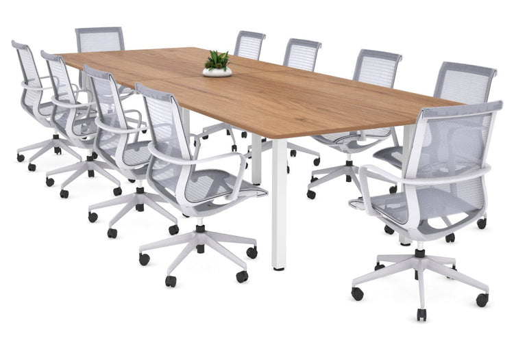 Quadro Square Legs Modern Boardroom Table - Rounded Corners [3200L x 1100W with Rounded Corners] Jasonl white leg salvage oak none