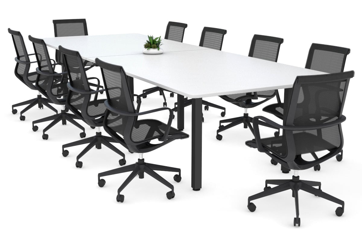 Quadro Square Legs Modern Boardroom Table - Rounded Corners [3200L x 1100W with Rounded Corners] Jasonl black leg white none