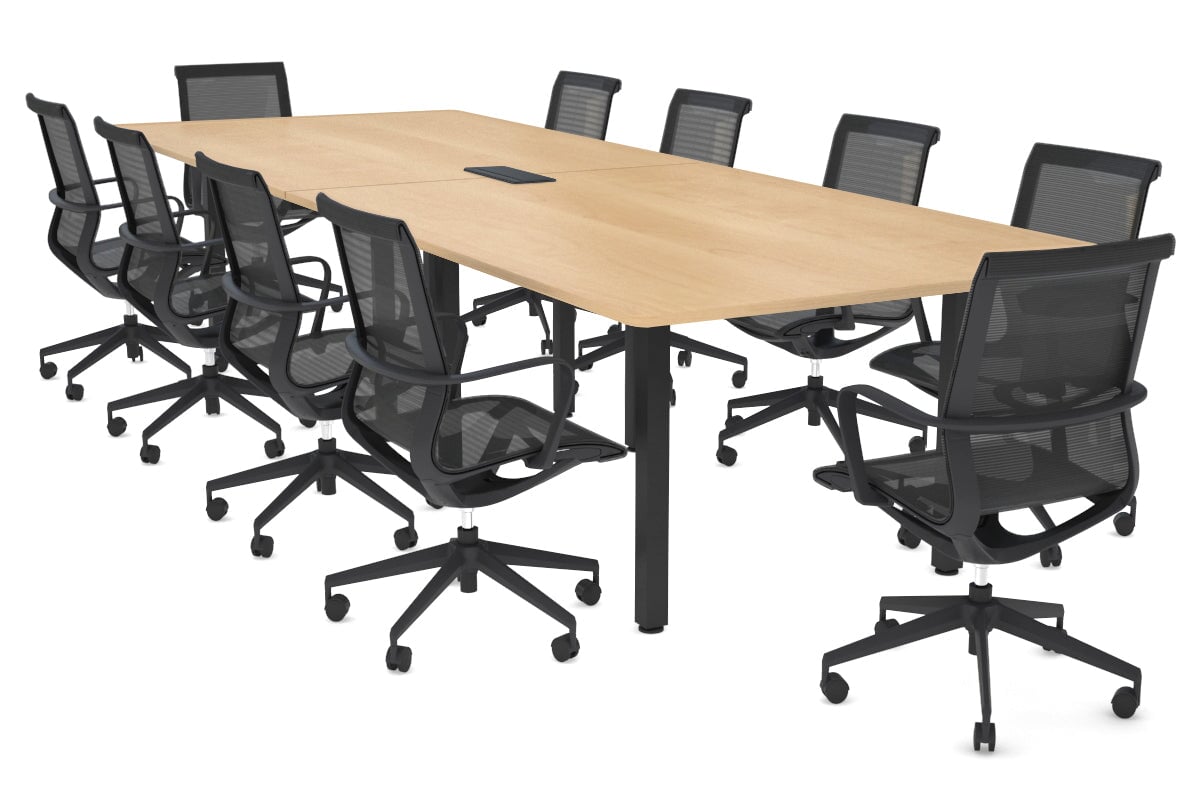 Quadro Square Legs Modern Boardroom Table - Rounded Corners [3200L x 1100W with Rounded Corners] Jasonl black leg maple power box