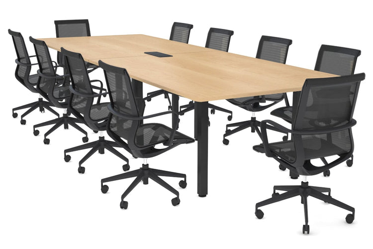 Quadro Square Legs Modern Boardroom Table - Rounded Corners [3200L x 1100W with Rounded Corners] Jasonl black leg maple power box