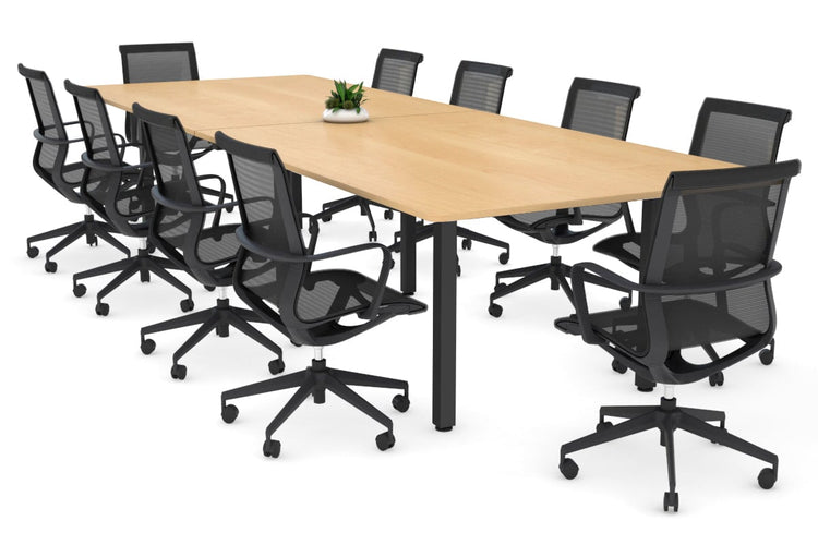 Quadro Square Legs Modern Boardroom Table - Rounded Corners [3200L x 1100W with Rounded Corners] Jasonl black leg maple none