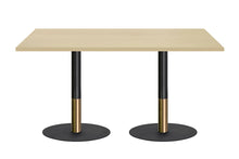  - Rivoli Cafe Table - Black/Rose Gold - Black Disc Base [1200L x 700W] - 1