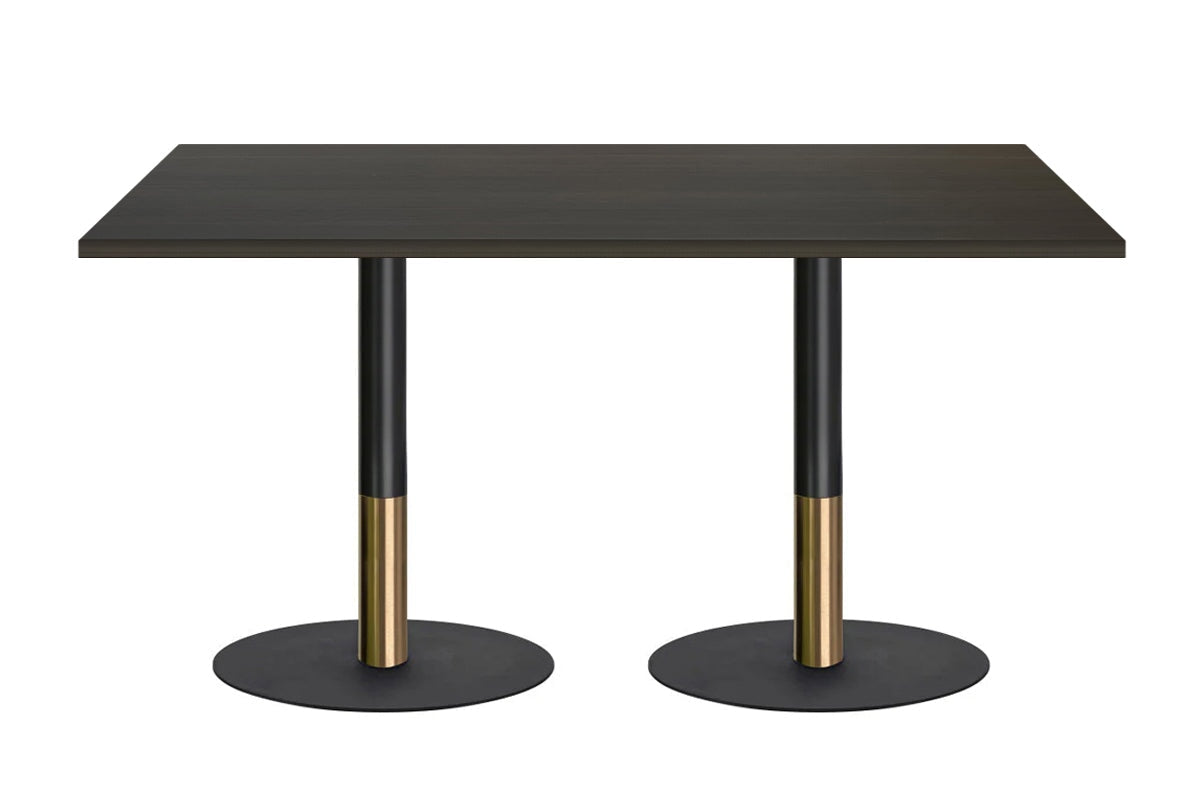 Rivoli Cafe Table - Black/Rose Gold - Black Disc Base [1400L x 800W] Jasonl dark oak 