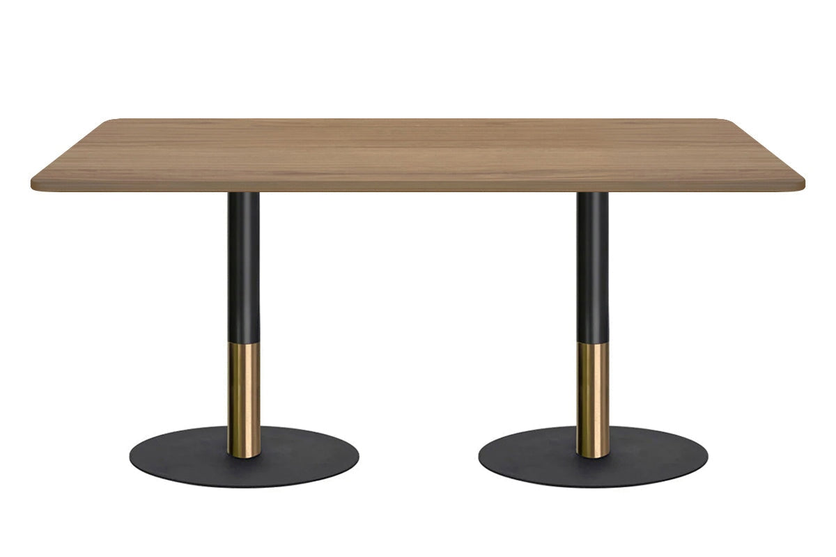 Rivoli Cafe Table - Black/Rose Gold - Black Disc Base Rounded Corners [1800L x 1100W with Rounded Corners] Jasonl salvage oak 