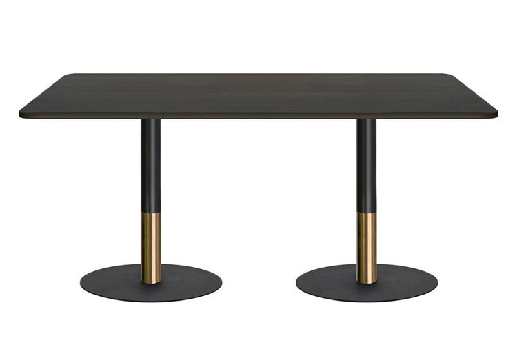 Rivoli Cafe Table - Black/Rose Gold - Black Disc Base Rounded Corners [1800L x 1100W with Rounded Corners] Jasonl dark oak 