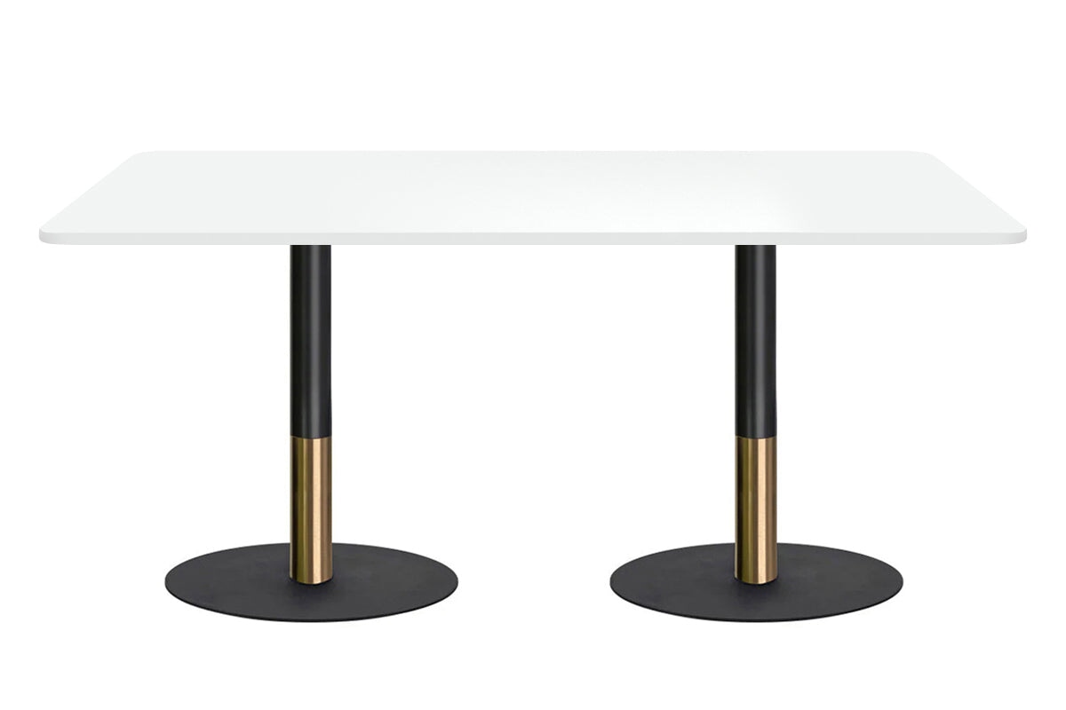 Rivoli Cafe Table - Black/Rose Gold - Black Disc Base Rounded Corners [1800L x 1100W with Rounded Corners] Jasonl white 