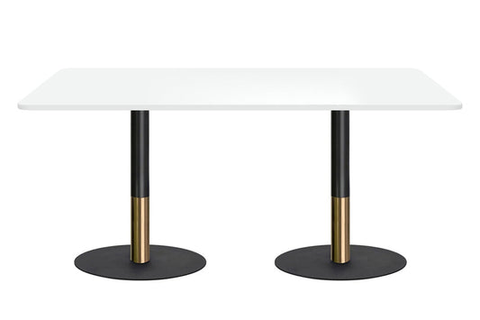 Rivoli Cafe Table - Black/Rose Gold - Black Disc Base Rounded Corners [1800L x 1100W with Rounded Corners] Jasonl white 