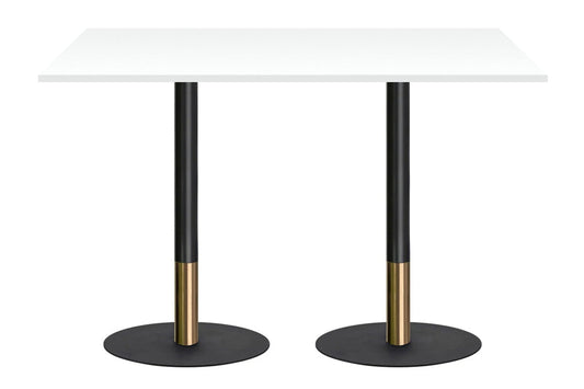 Rivoli Tall Bar/Counter Table - Black/Rose Gold - Black Disc Base [1200L x 700W] Jasonl white 