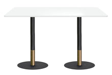  - Rivoli Tall Bar/Counter Table - Black/Rose Gold - Black Disc Base Rounded Corners [1800L x 1100W with Rounded Corners] - 1