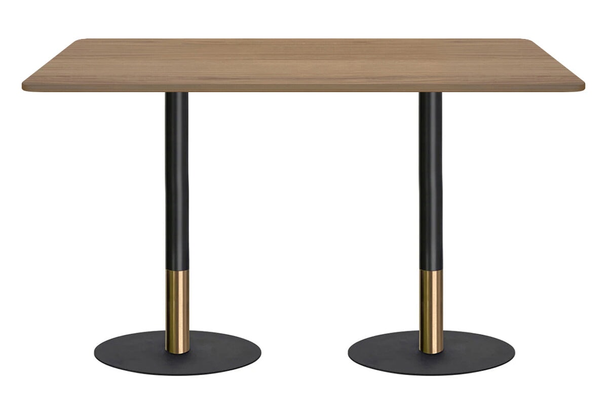 Rivoli Tall Bar/Counter Table - Black/Rose Gold - Black Disc Base Rounded Corners [1800L x 1100W with Rounded Corners] Jasonl salvage oak 