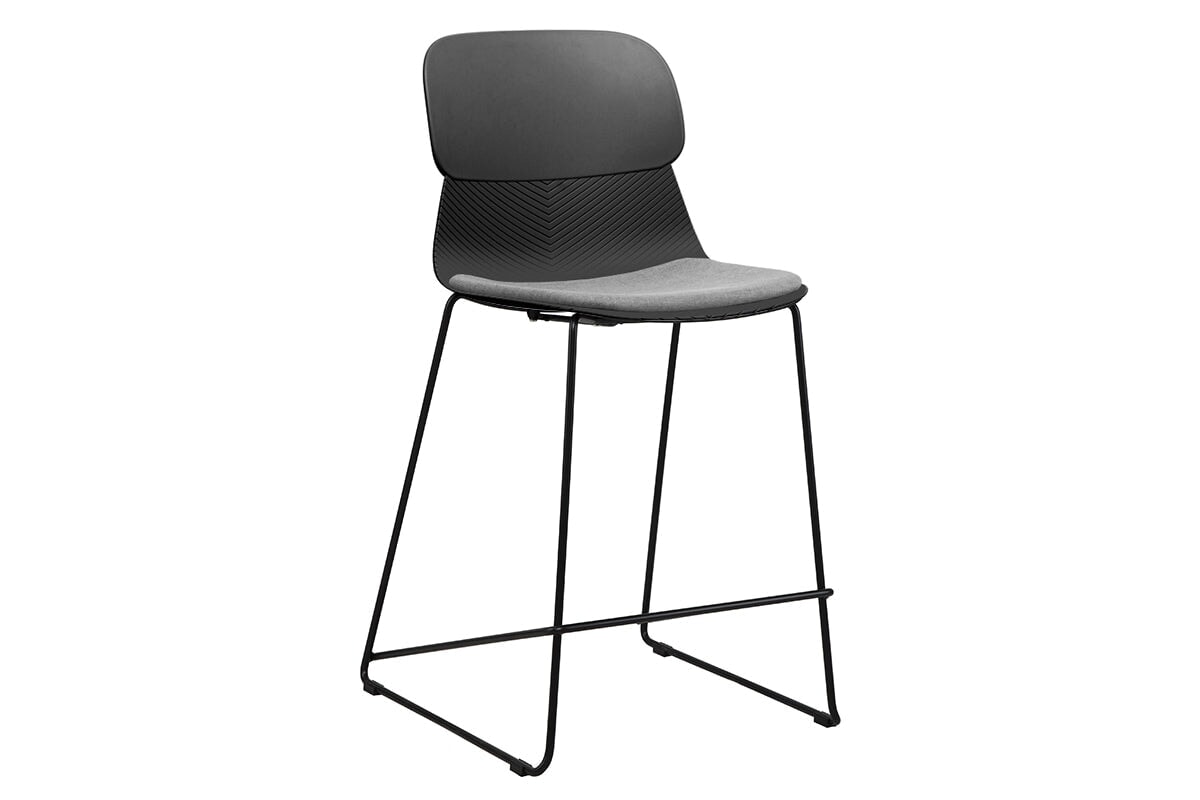 Sammy Counter Stool Sled Base - 760mm Seat Height [Plastic] Jasonl black with pad 