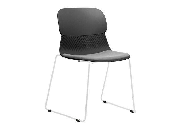 Sammy Plastic Chair - Sled Base Jasonl white leg black with pad 