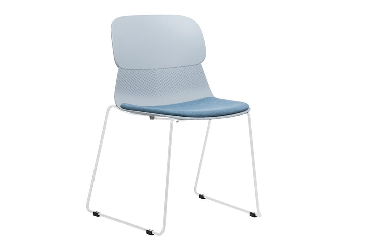 Sammy Plastic Chair - Sled Base Jasonl white leg blue with pad 