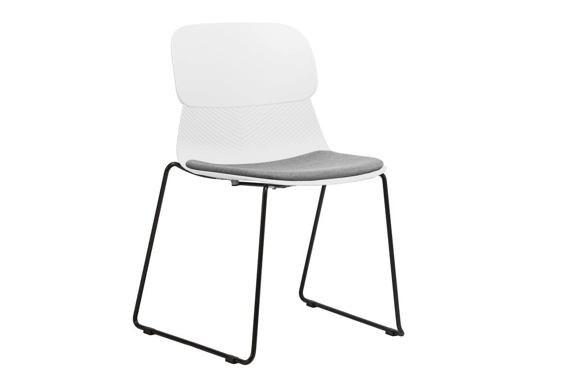 Sammy Plastic Chair - Sled Base Jasonl black leg white with pad 