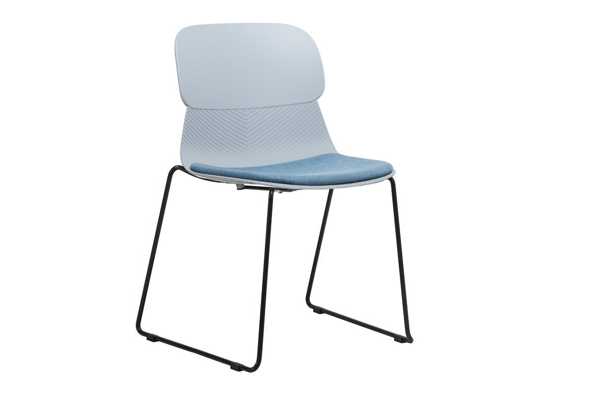 Sammy Plastic Chair - Sled Base Jasonl black leg blue with pad 