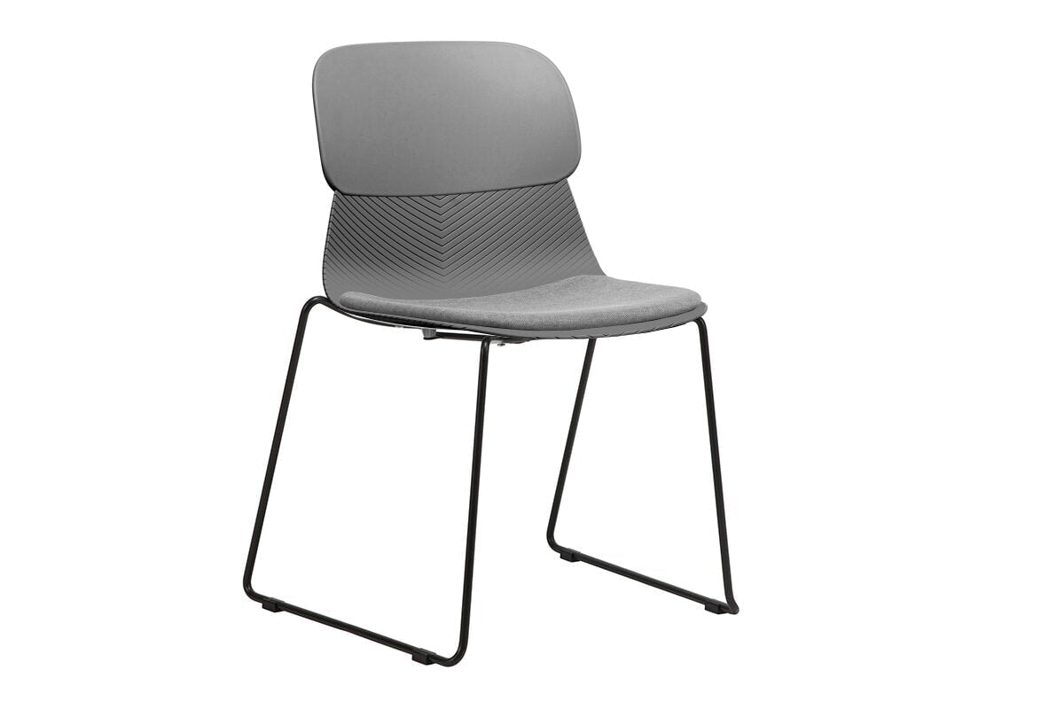 Sammy Plastic Chair - Sled Base Jasonl black leg grey with pad 