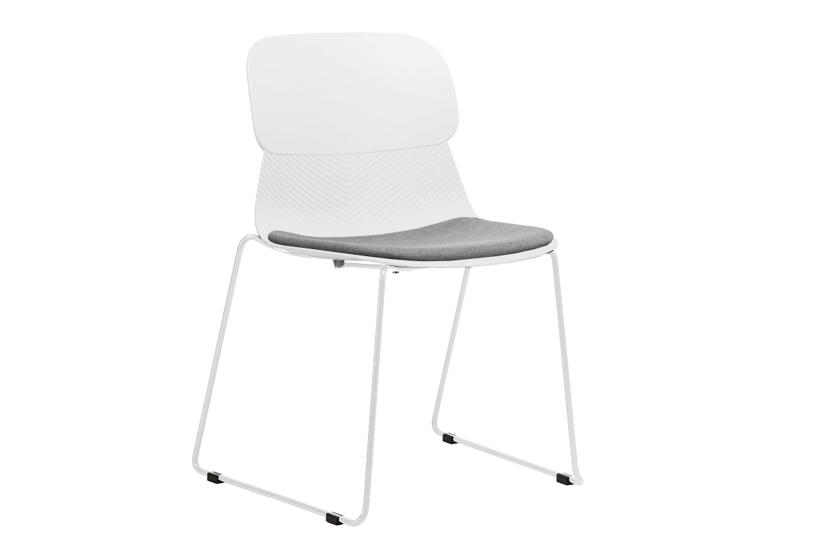 Sammy Plastic Chair - Sled Base Jasonl white leg white with pad 