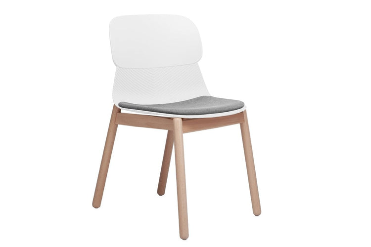 Sammy Plastic Chair - Wooden Leg Jasonl white with pad 