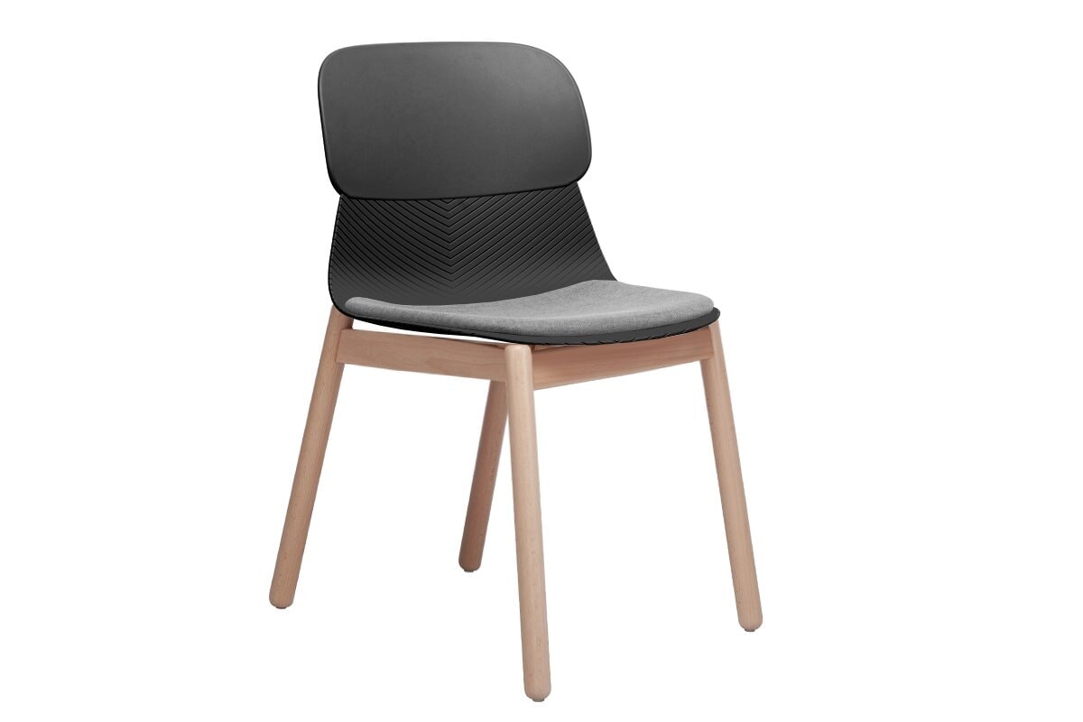 Sammy Plastic Chair - Wooden Leg Jasonl black with pad 