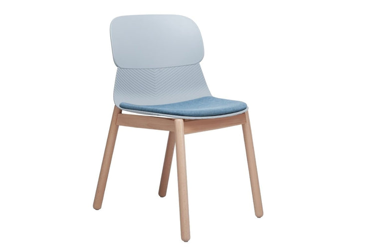 Sammy Plastic Chair - Wooden Leg Jasonl blue with pad 