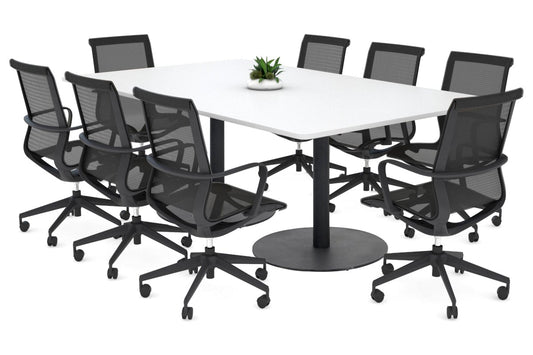 Sapphire Rectangle Boardroom Table - Disc Base with Rounded Corners [1800L x 1100W with Rounded Corners] Jasonl black base white 