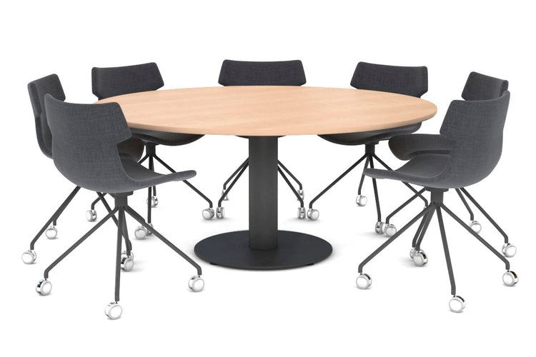 Sapphire XL Round Conference Table - Disc Base [1500mm] Jasonl 720mm black base maple 