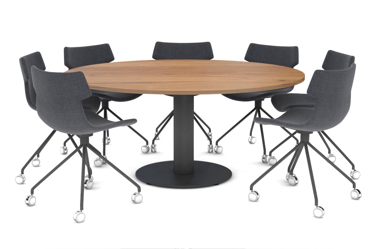 Sapphire XL Round Conference Table - Disc Base [1500mm] Jasonl 720mm black base salvage oak 