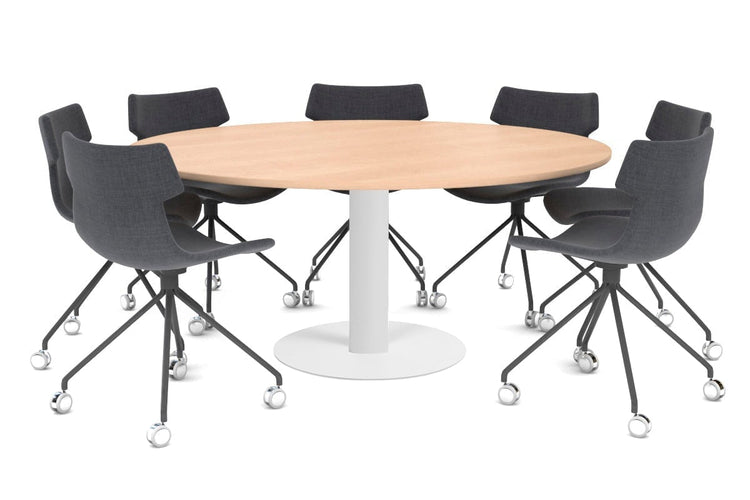 Sapphire XL Round Conference Table - Disc Base [1500mm] Jasonl 720mm white base maple 