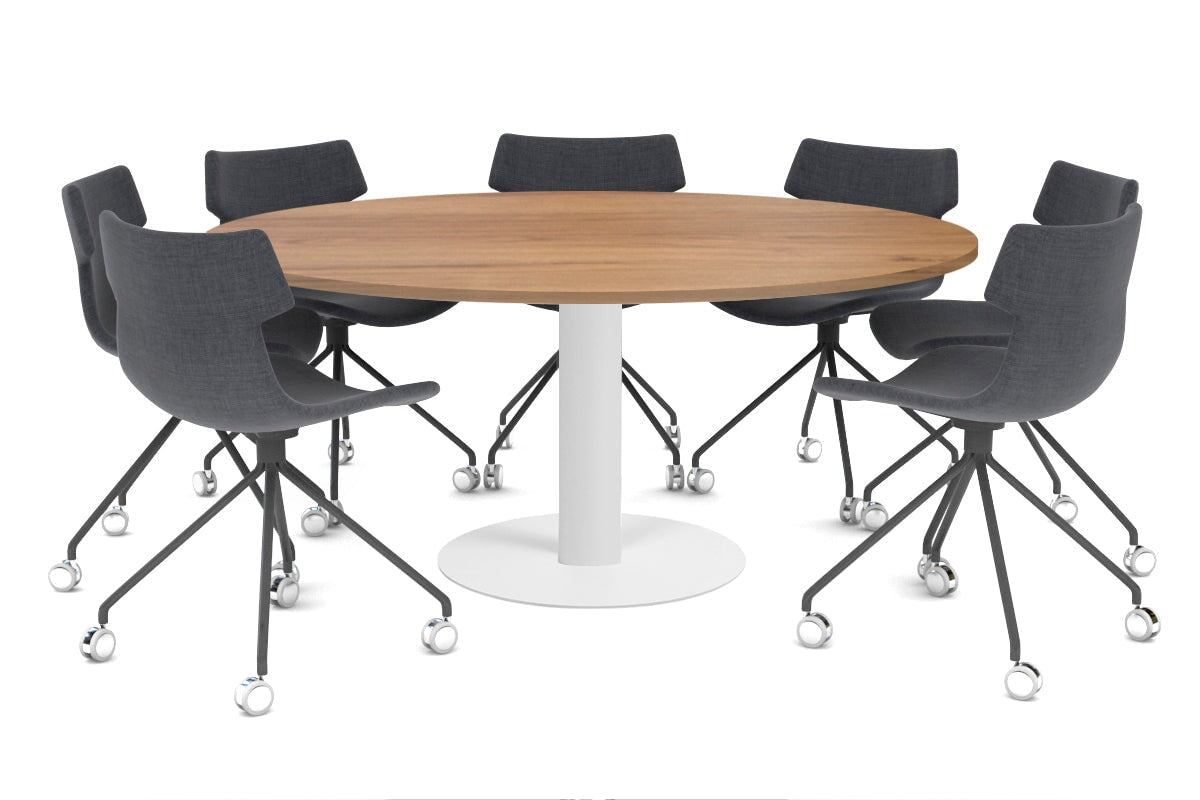 Sapphire XL Round Conference Table - Disc Base [1500mm] Jasonl 720mm white base salvage oak 