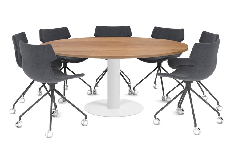 Sapphire XL Round Conference Table - Disc Base [1500mm] Jasonl 720mm white base salvage oak 